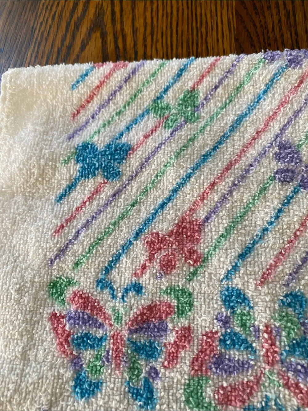 Vintage Cannon Multicolor Pastel Butterfly Hand Towel 1970s / 1980s